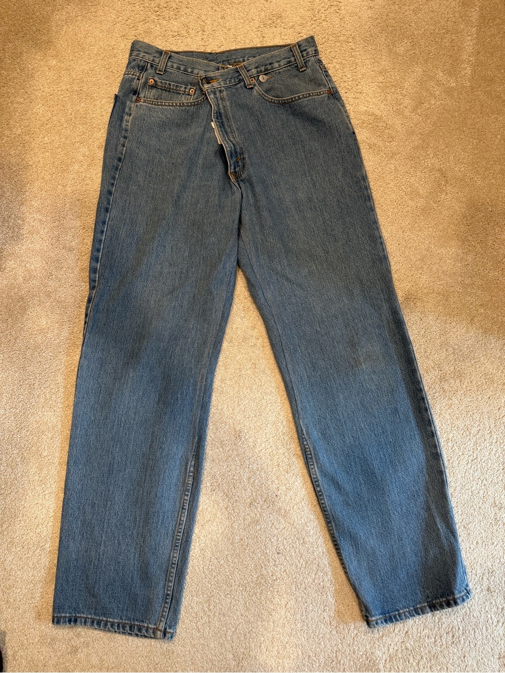 Parke Crossover Baggy Denim Jeans - Mid Blue Wash